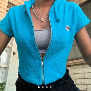 TOWEL MATERIAL ZIP UP TOP 🛀 🧼